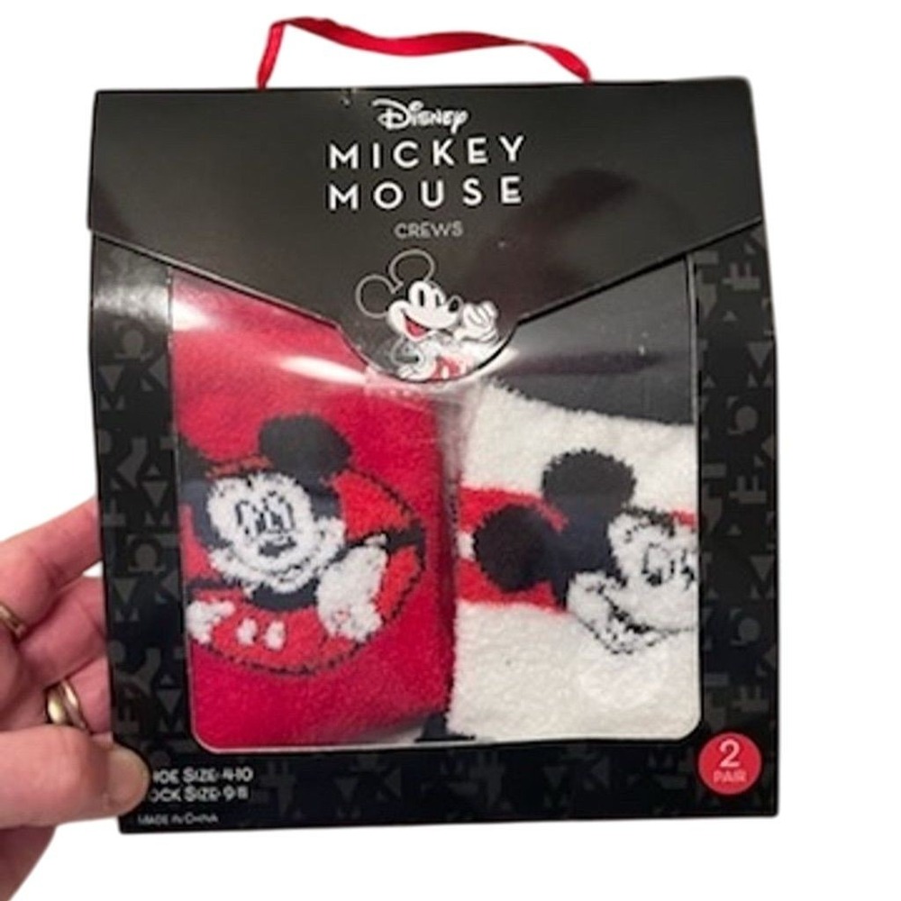 Disney Mickey‎ Mouse Crew Socks Gift Box 2 Pairs Womens  9-11 fandom disneyania